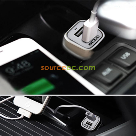 禮品訂造正方形雙USB車載充電器紀念品