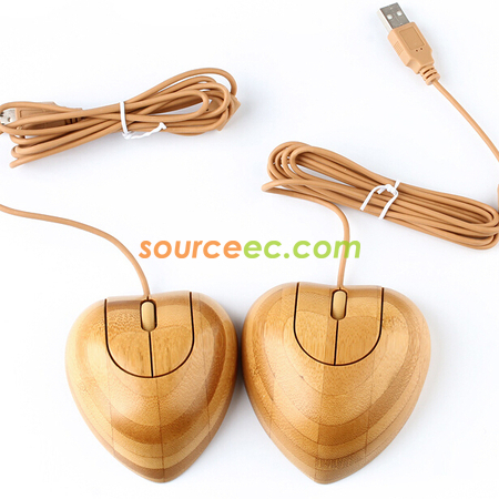 禮品訂造竹子心形有線滑鼠 紀念品