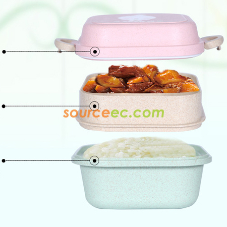 禮品訂造540ML小麥秸稈保鮮飯盒紀念品