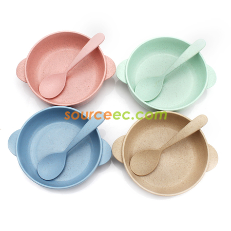 禮品訂造帶湯匙麥稈碗紀念品