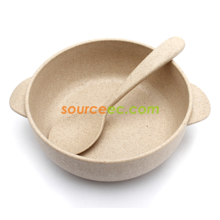 禮品訂造帶湯匙麥稈碗紀念品