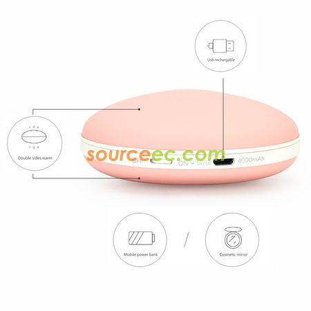 禮品訂造LED化妝鏡移動電源-貝殼紀念品