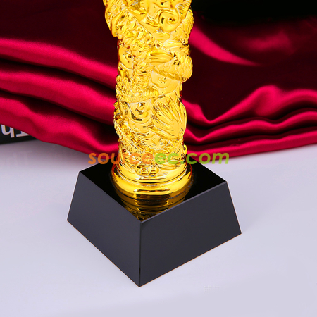 禮品訂造幸運一條龍樹脂水晶獎座紀念品