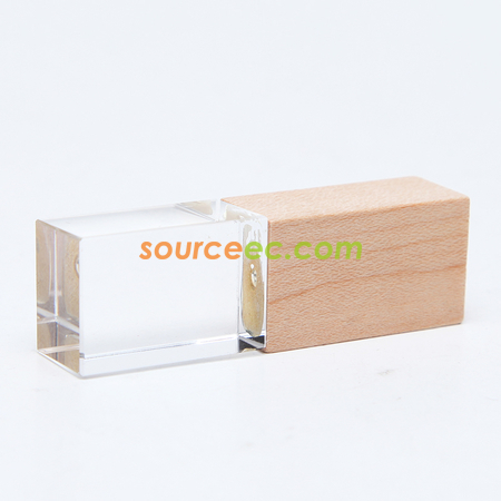 禮品訂造竹木水晶USB手指紀念品