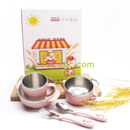 禮品訂造小麥不銹鋼餐具套裝紀念品