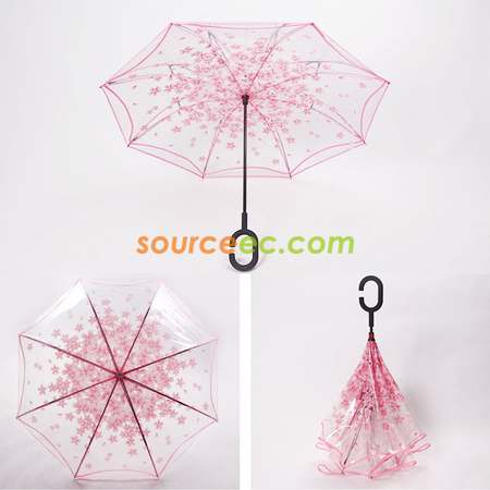 禮品訂造櫻花透明反向傘紀念品