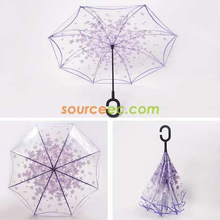 禮品訂造櫻花透明反向傘紀念品