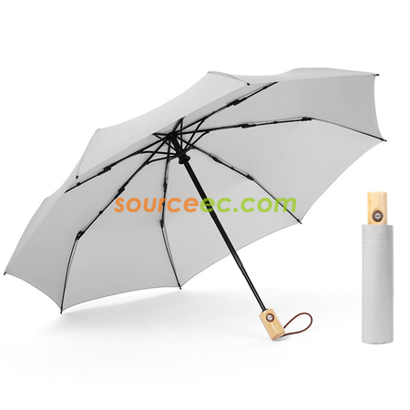 禮品訂造簡約素色防風傘帶實木手柄紀念品