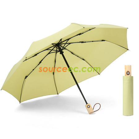 禮品訂造簡約素色防風傘帶實木手柄紀念品