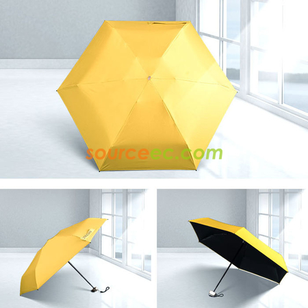 禮品訂造五摺折疊黑膠迷你雨傘紀念品