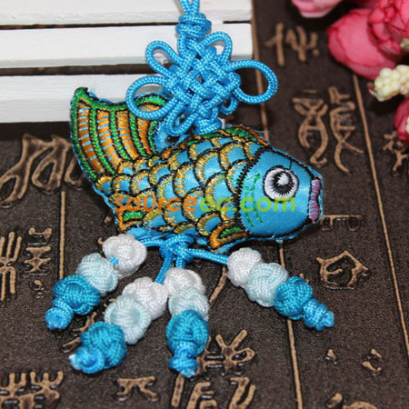 禮品訂造刺繡魚香包掛飾紀念品