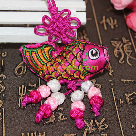 禮品訂造刺繡魚香包掛飾紀念品