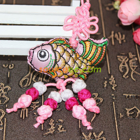 禮品訂造刺繡魚香包掛飾紀念品