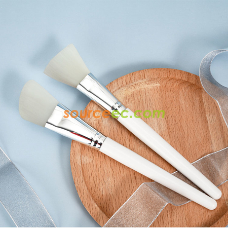 白色木柄面膜 斜頭化妝刷DIY面膜工具美容化妝掃