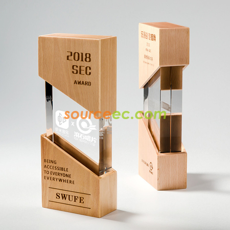 禮品訂造木質獎杯定制櫸木雕頒獎水晶獎杯內雕定做獎品員工紀念品創意紀念品