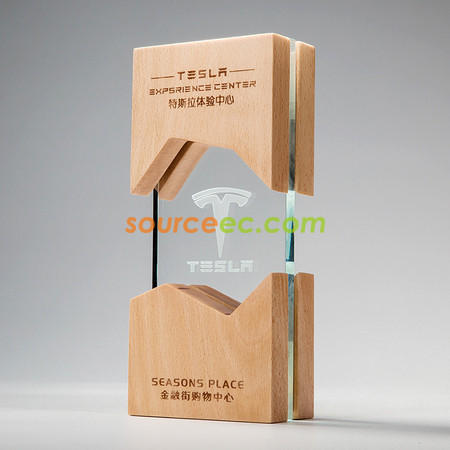 禮品訂造創意水晶獎杯定制實木底座刻字定做製作企業個人員工頒獎木製工藝紀念品