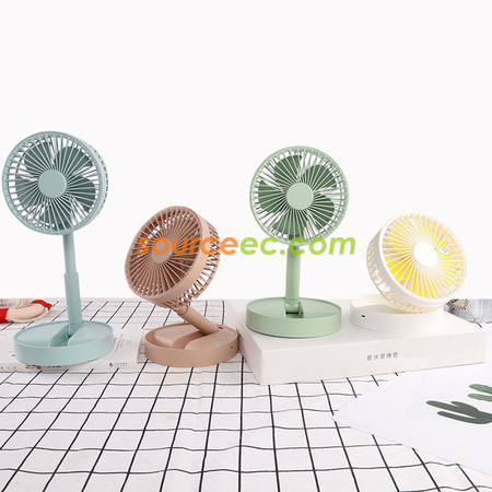 電動三檔伸縮折疊充電桌面電腦圓形便捷兒童禮品風扇