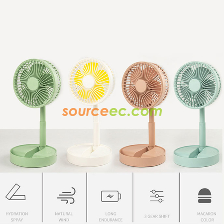 禮品訂造電動三檔伸縮折疊充電桌面電腦圓形便捷兒童禮品風扇紀念品