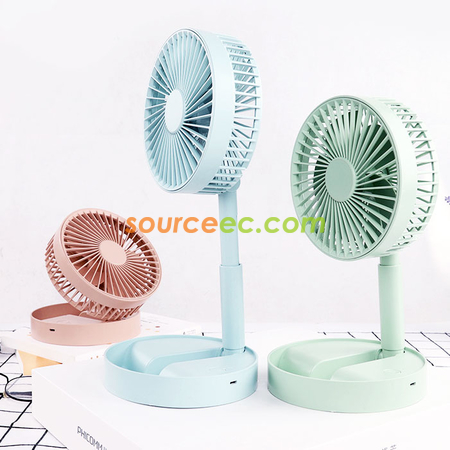 禮品訂造電動三檔伸縮折疊充電桌面電腦圓形便捷兒童禮品風扇紀念品