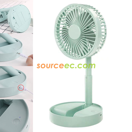 禮品訂造電動三檔伸縮折疊充電桌面電腦圓形便捷兒童禮品風扇紀念品