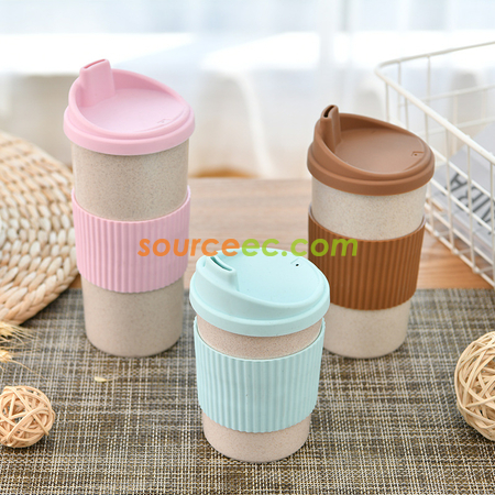 禮品訂造350ML 小麥秸稈纖維隨手杯紀念品