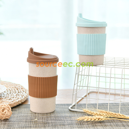 禮品訂造350ML 小麥秸稈纖維隨手杯紀念品