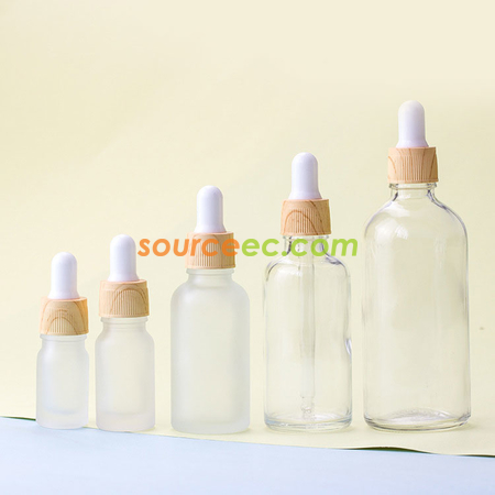 禮品訂造木紋蓋滴管瓶精油瓶透明磨砂精華液瓶仿竹蓋玻璃瓶紀念品