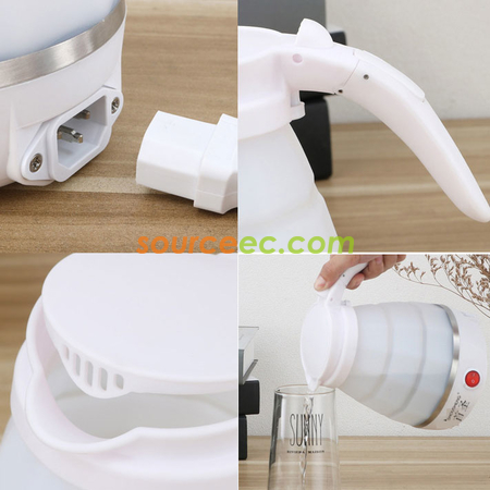 禮品訂造600ML矽膠折疊電熱水壺旅行水壺耐高溫電水壺家用電熱燒水壺紀念品