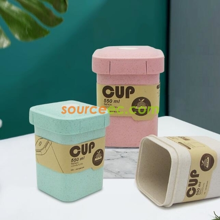 禮品訂造550ML 小麥秸稈纖維咖啡杯紀念品