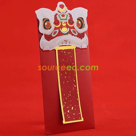 中國風舞獅新年兒童創意壓歲包新款獅子頭利是封手寫訂製紅包