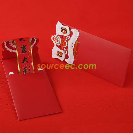 禮品訂造中國風舞獅新年兒童創意壓歲包新款獅子頭利是封手寫訂製紅包紀念品