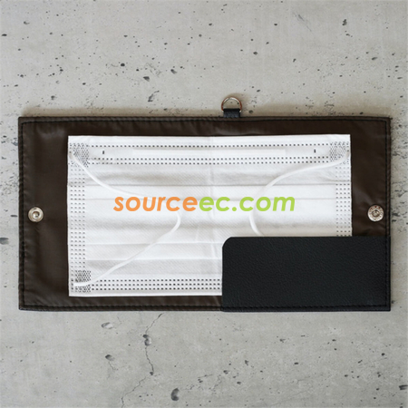 禮品訂造簡約PU皮質口罩收納夾可折疊可擕式口罩暫存夾紀念品