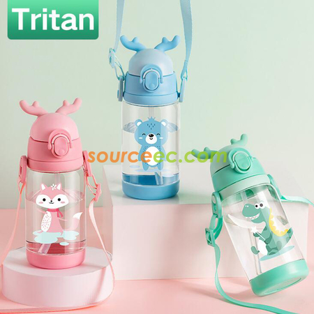 禮品訂造Tritan料兒童吸管揹帶杯紀念品