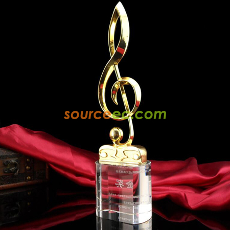 禮品訂造音符歌唱音楽水晶獎座紀念品