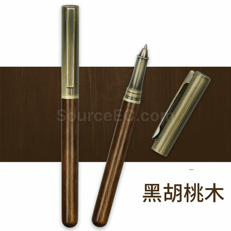 禮品訂造紅檀木簽字筆商務實木簽字筆黃銅金屬黃銅中性筆紀念品