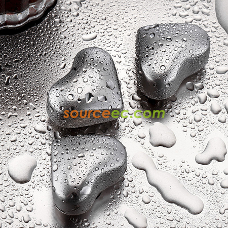 304心形不銹鋼冰酒石冰粒威士卡冰塊金色紅酒冰鎮速凍冷卻冰粒