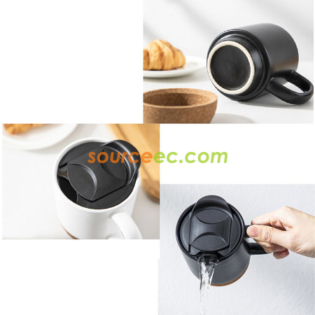 禮品訂造帶蓋軟木墊陶瓷杯紀念品