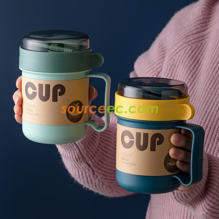 禮品訂造便攜式帶蓋勺湯杯紀念品