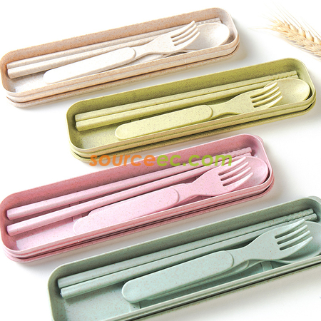 禮品訂造麥稈兒童餐具套裝紀念品