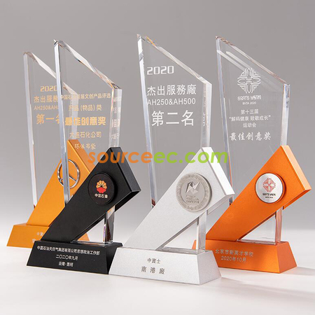 禮品訂造金屬切面水晶獎座紀念品