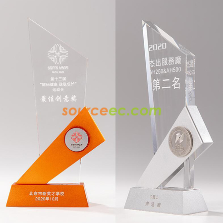 禮品訂造金屬切面水晶獎座紀念品