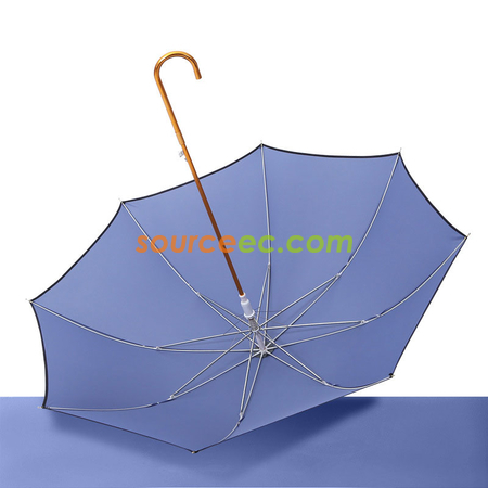 禮品訂造日系小清新8K直杆傘彎柄雨傘簡約時尚純色皮手柄彎鉤傘禮品廣告傘紀念品
