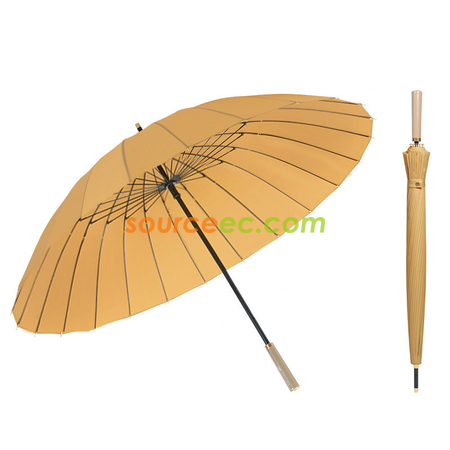 禮品訂造PU直柄24骨純色直桿雨傘紀念品