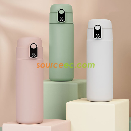 禮品訂造LED溫顯杯彈跳蓋智能保溫杯316不銹鋼雙層杯保溫紀念品
