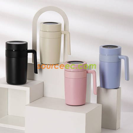 禮品訂造480ML 智能316不銹鋼保溫杯溫控茶水分離杯子磨砂帶手柄辦公杯紀念品