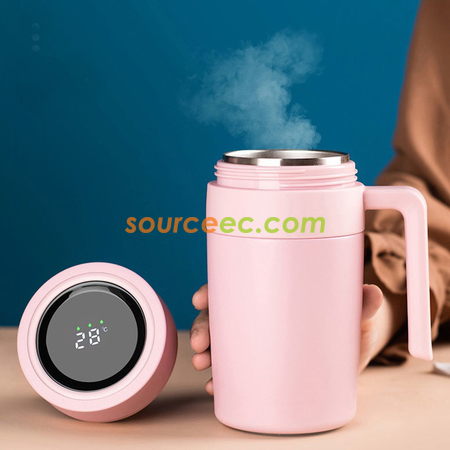 禮品訂造480ML 智能316不銹鋼保溫杯溫控茶水分離杯子磨砂帶手柄辦公杯紀念品