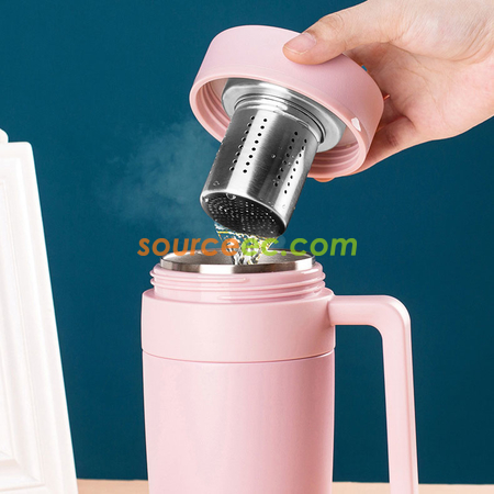 禮品訂造480ML 智能316不銹鋼保溫杯溫控茶水分離杯子磨砂帶手柄辦公杯紀念品