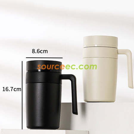 禮品訂造480ML 智能316不銹鋼保溫杯溫控茶水分離杯子磨砂帶手柄辦公杯紀念品