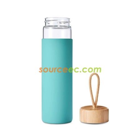 禮品訂造隔熱竹蓋玻璃樽紀念品