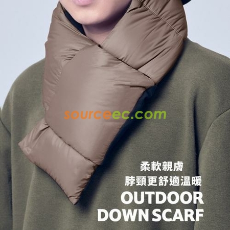 禮品訂造歐美風交叉多色太空棉羽絨棉圍巾加絨保暖口袋圍巾紀念品